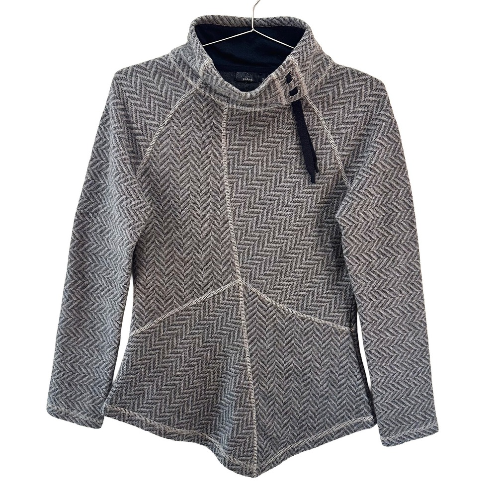 PRANA‎ Mattea Herringbone Asymmetrical Wool Blend Pullover • Small • gray